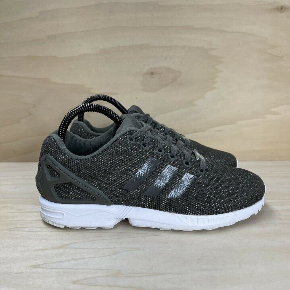 Adidas Womens ZX FLUX Shoes Green Glitter Shoes Runner Torsion BY9210 Size 7.5